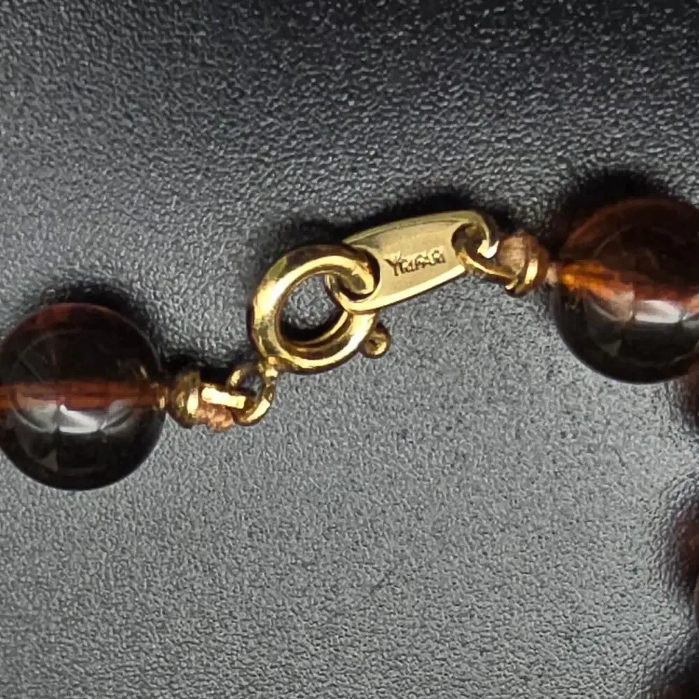 Crown Trifari Brown Lucite Beaded Bracelet Vintage Costume Jewelry